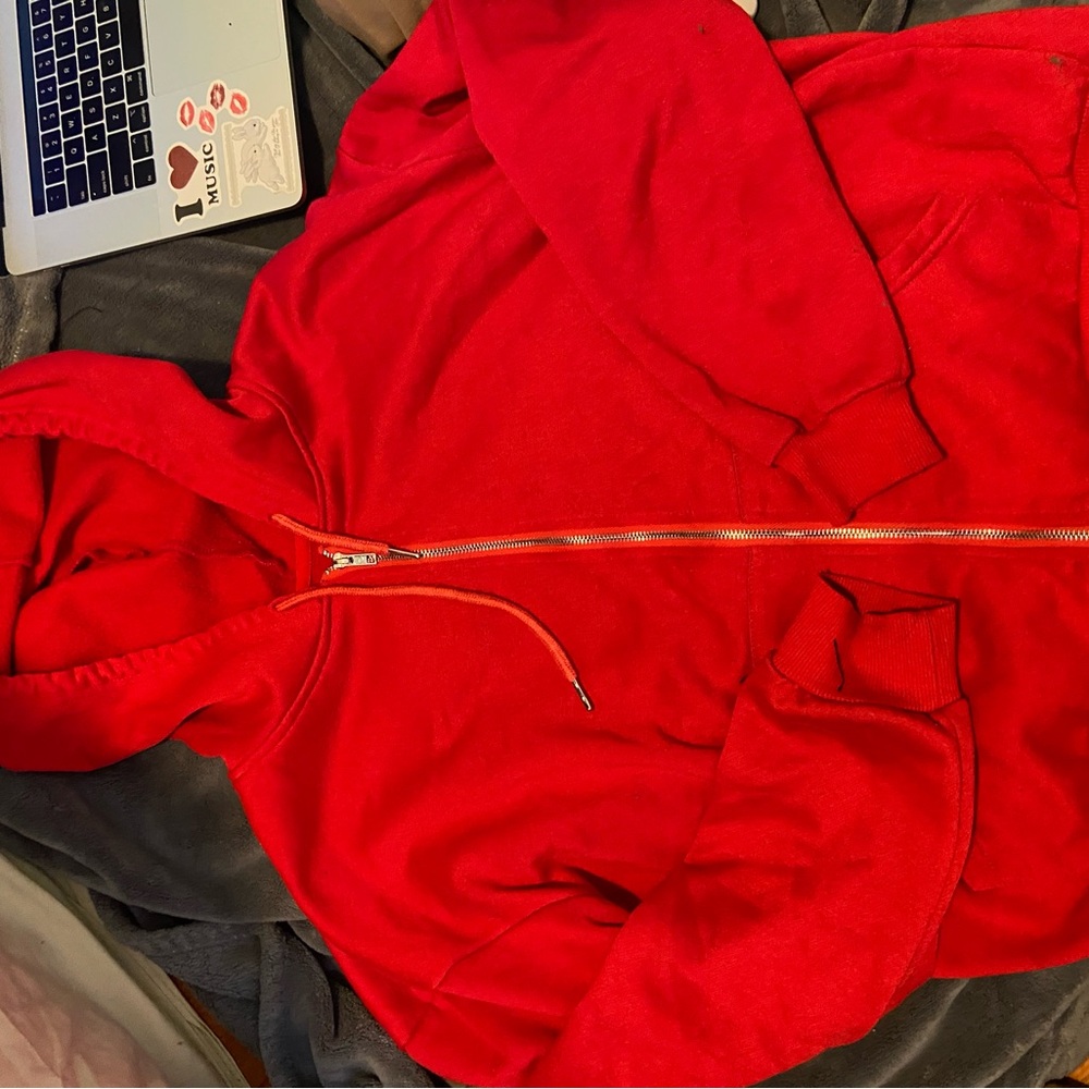 Red zip up